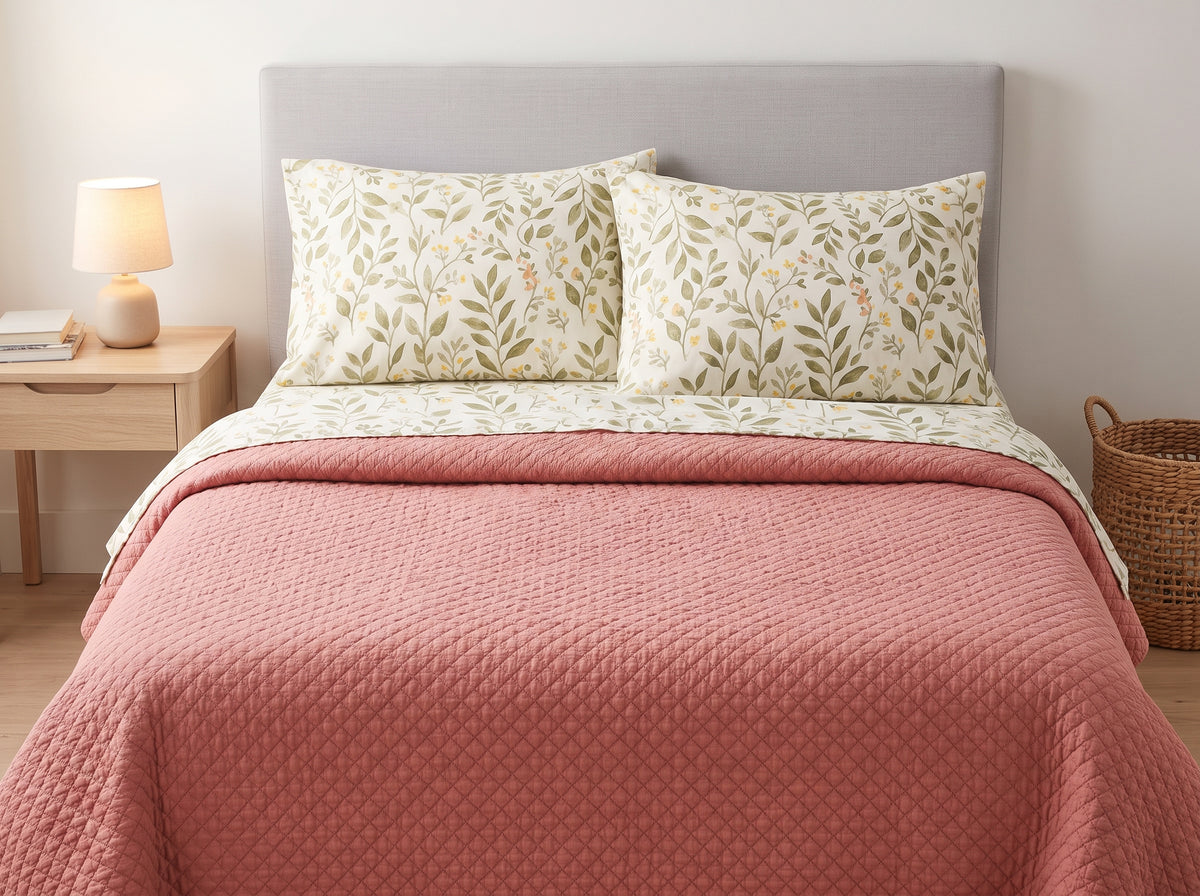 Printed Cotton-Linen Quilt – Lightweight Summer Bedspread