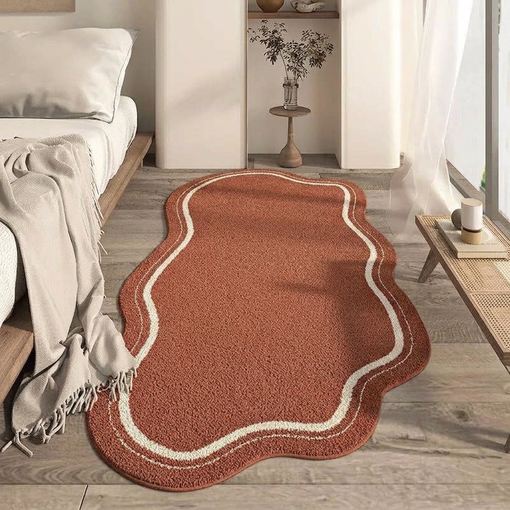 Wavy Border Area Rug – Organic Shape Bedroom Rug