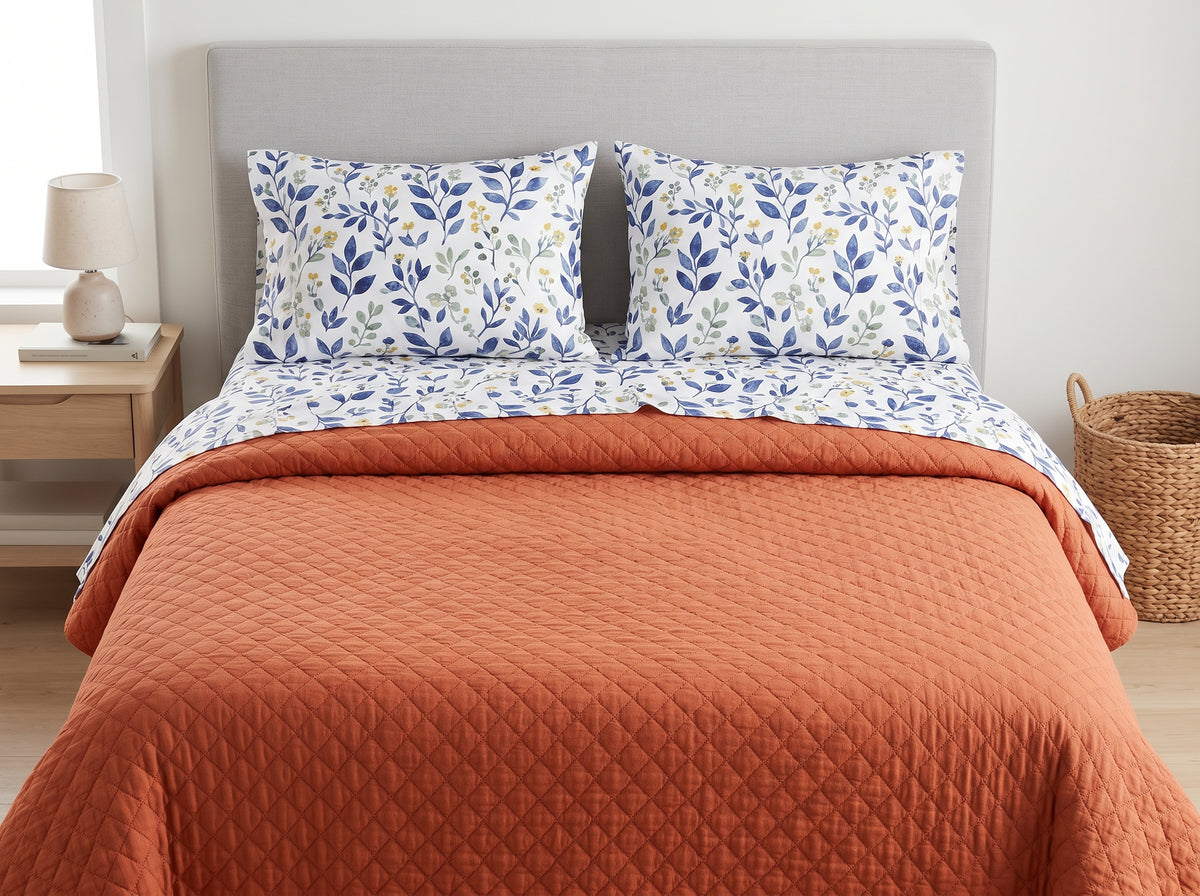 Printed Cotton-Linen Quilt – Lightweight Summer Bedspread