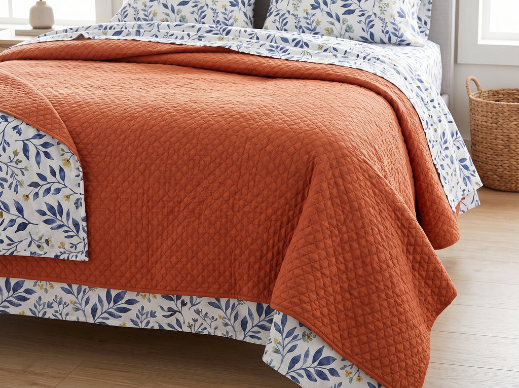 Printed Cotton-Linen Quilt – Lightweight Summer Bedspread