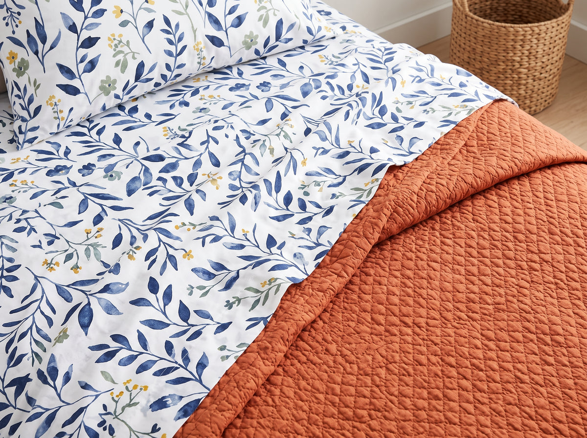 Printed Cotton-Linen Quilt – Lightweight Summer Bedspread