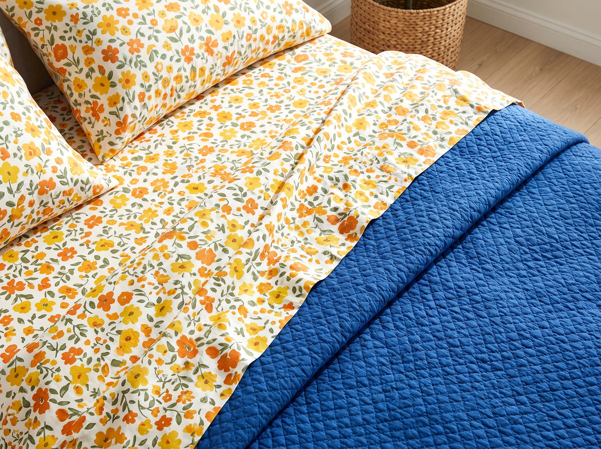 Printed Cotton-Linen Quilt – Lightweight Summer Bedspread