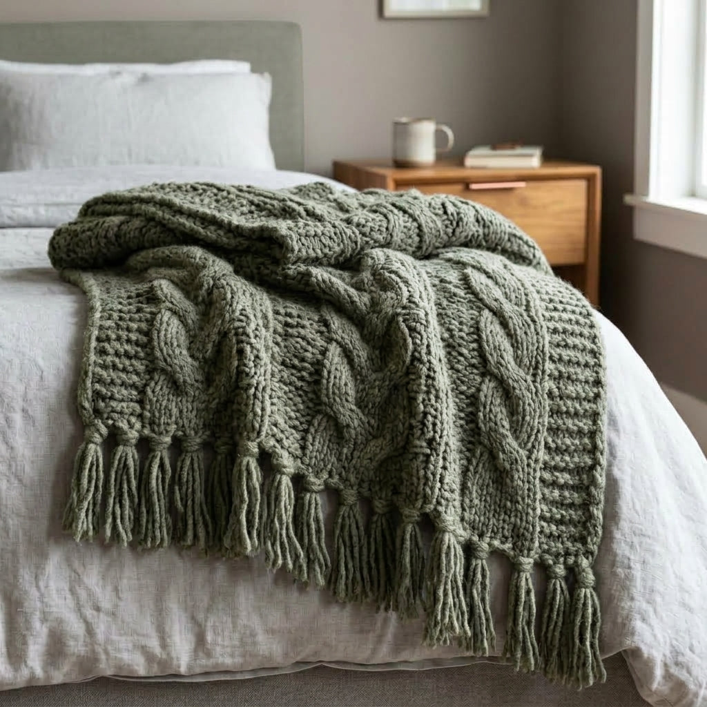 Knit Throw Blanket – Soft Layering Throw