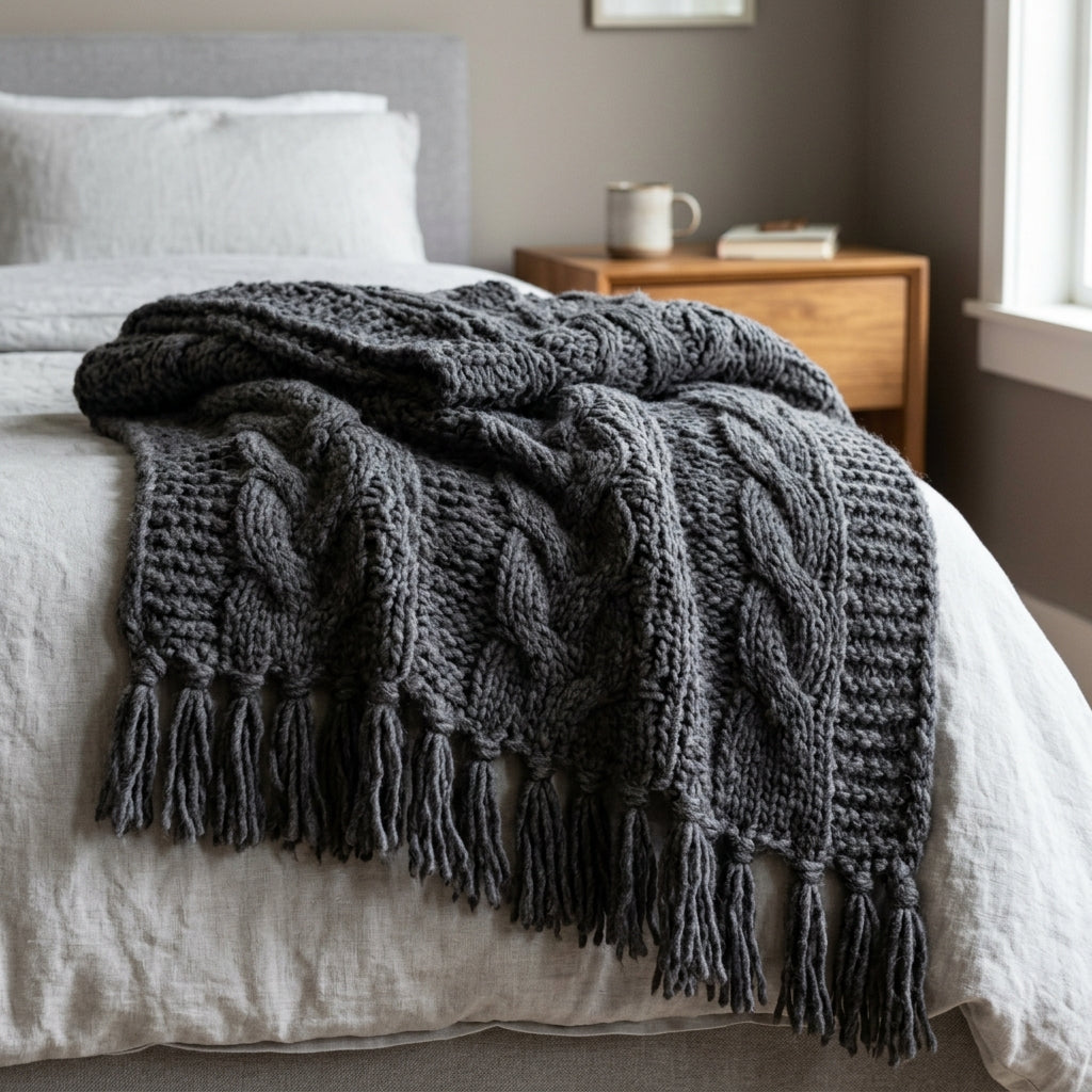 Knit Throw Blanket – Soft Layering Throw