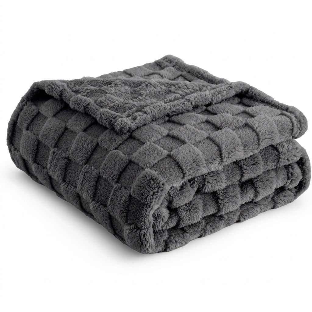 Waffle-Textured Sherpa Blanket – Cozy Sage Green