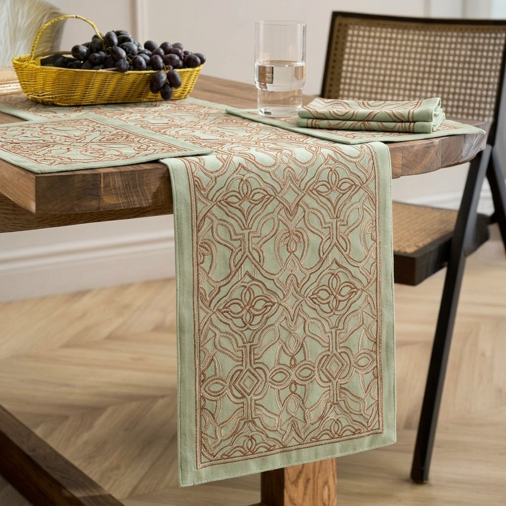 Embroidered Table Linen Set – Runner, Placemats & Napkins