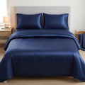 Blue Satin Bedsheet Set – Silky Soft, Wrinkle-Resistant