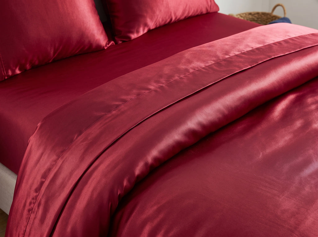 Red Satin Bedsheet Set – Silky Soft, Wrinkle-Resistant