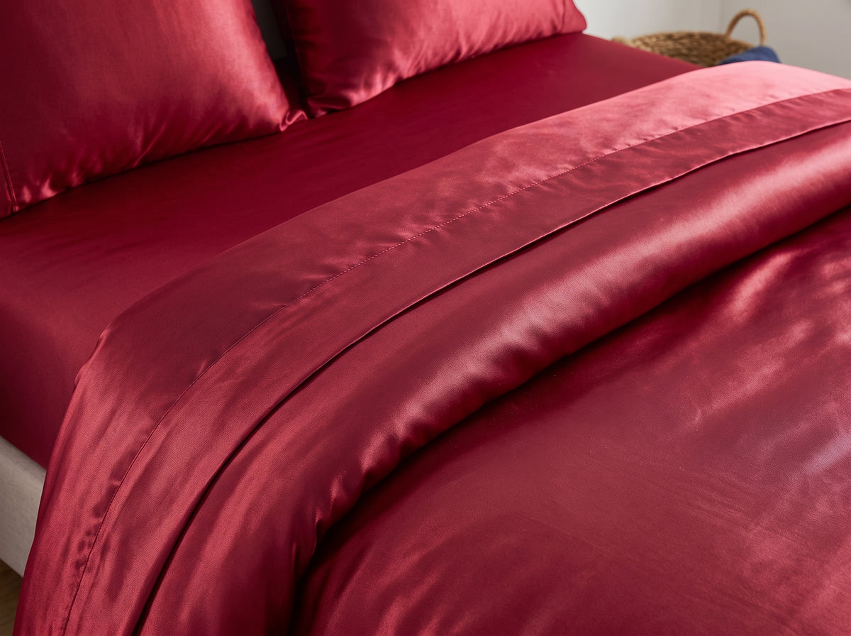 Red Satin Bedsheet Set – Silky Soft, Wrinkle-Resistant