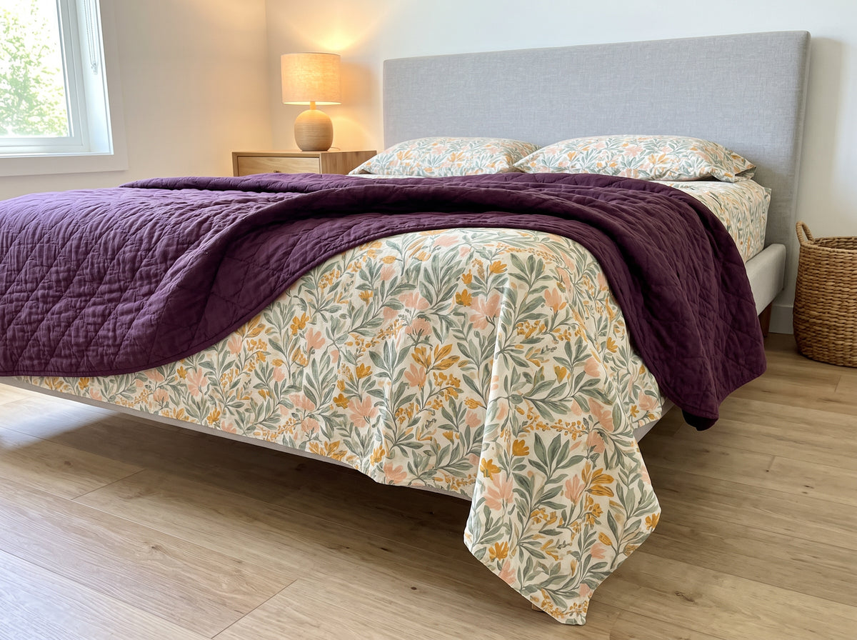 Printed Cotton-Linen Quilt – Lightweight Summer Bedspread