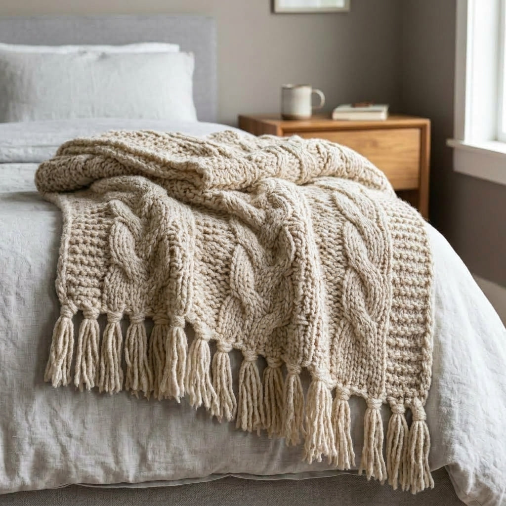 Knit Throw Blanket – Soft Layering Throw