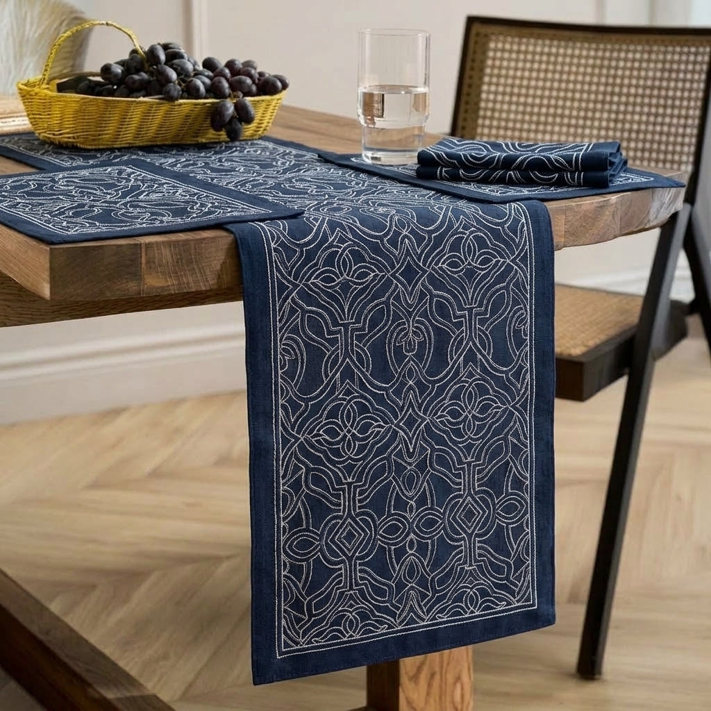 Embroidered Table Linen Set – Runner, Placemats & Napkins