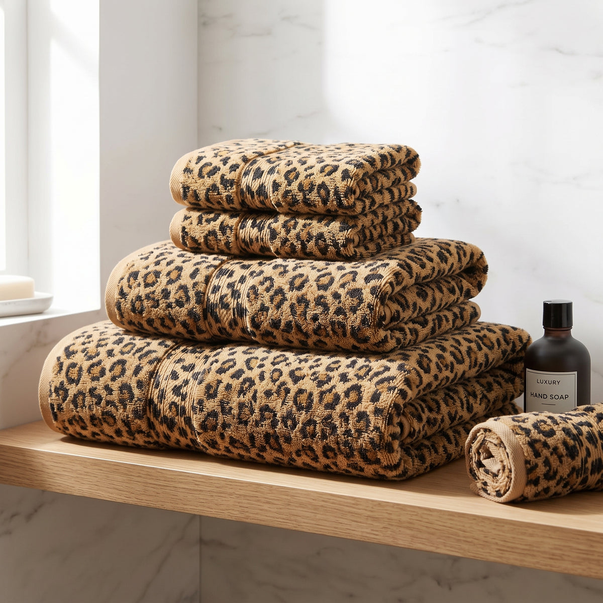 Leopard Print Cotton Towel Set
