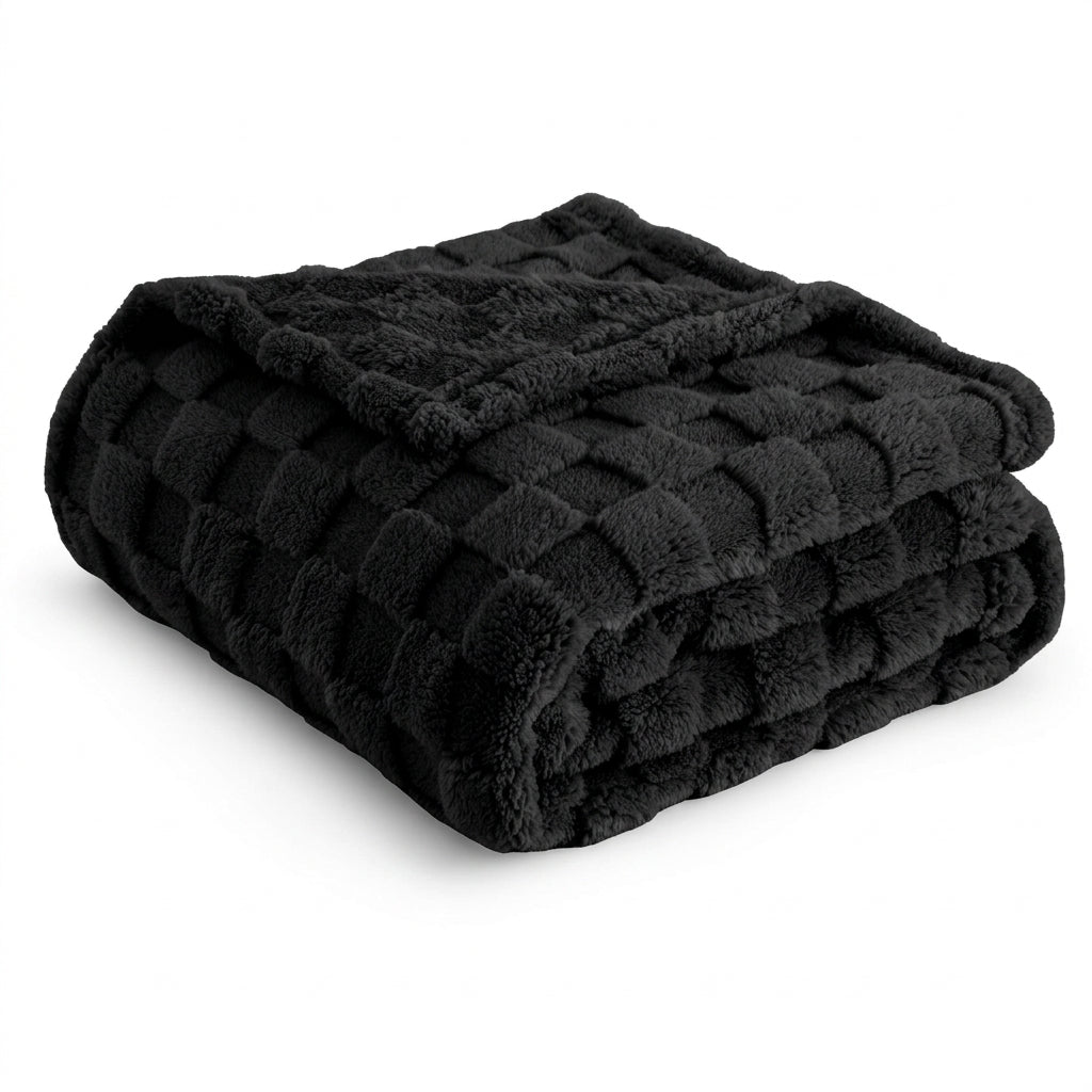 Waffle-Textured Sherpa Blanket – Cozy Sage Green