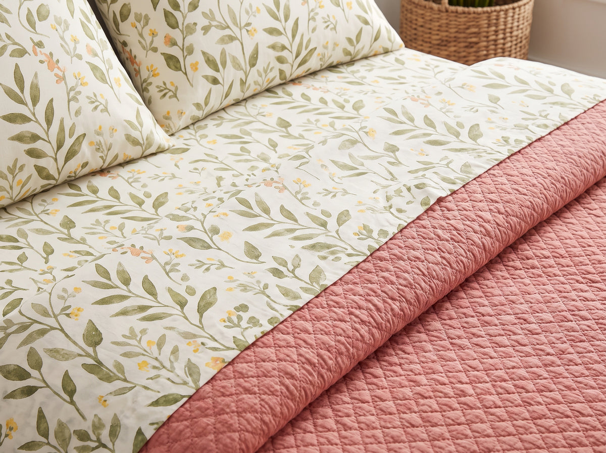 Printed Cotton-Linen Quilt – Lightweight Summer Bedspread