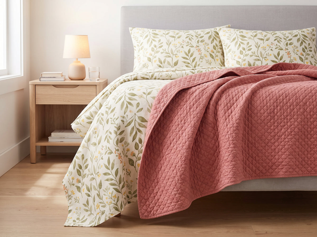 Printed Cotton-Linen Quilt – Lightweight Summer Bedspread