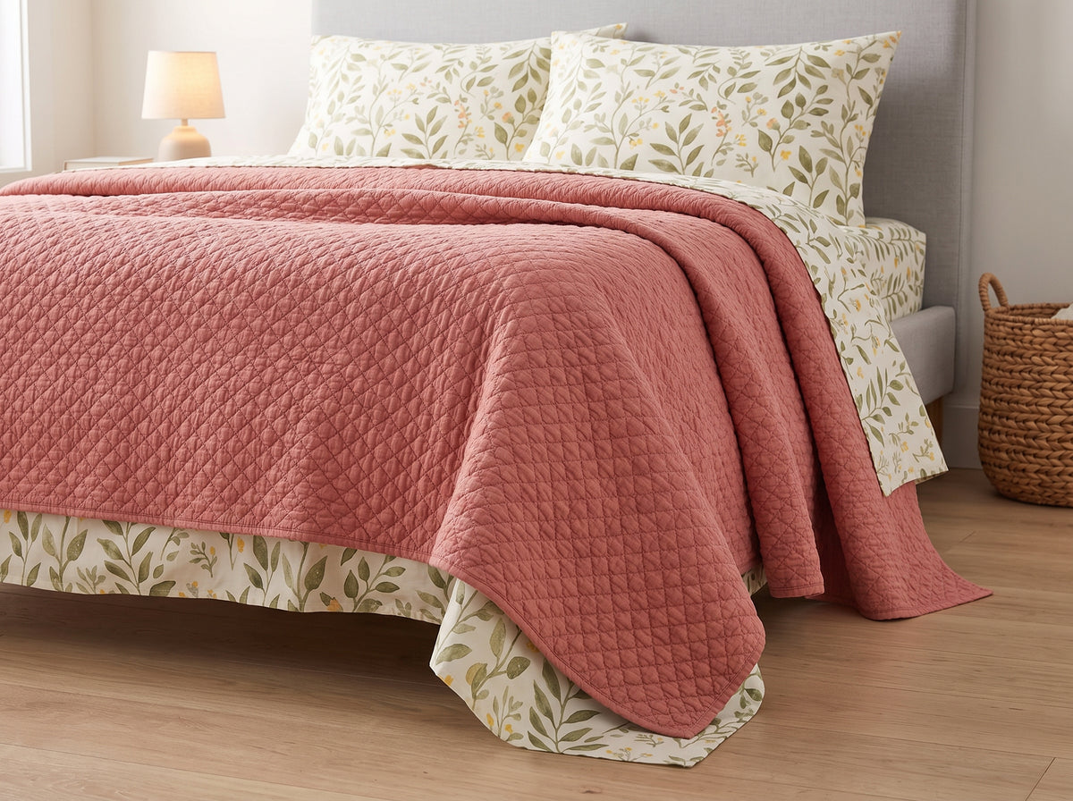 Printed Cotton-Linen Quilt – Lightweight Summer Bedspread