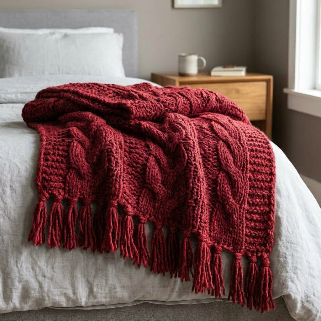 Knit Throw Blanket – Soft Layering Throw