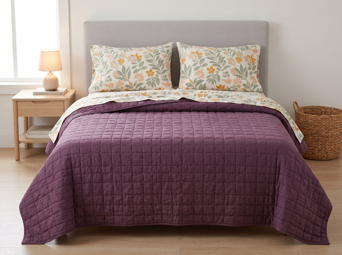 Printed Cotton-Linen Quilt – Lightweight Summer Bedspread