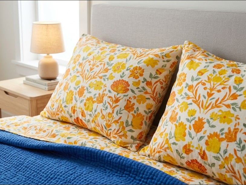 Printed Cotton-Linen Quilt – Lightweight Summer Bedspread