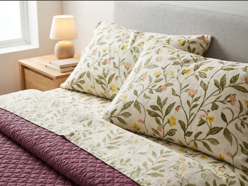 Printed Cotton-Linen Quilt – Lightweight Summer Bedspread